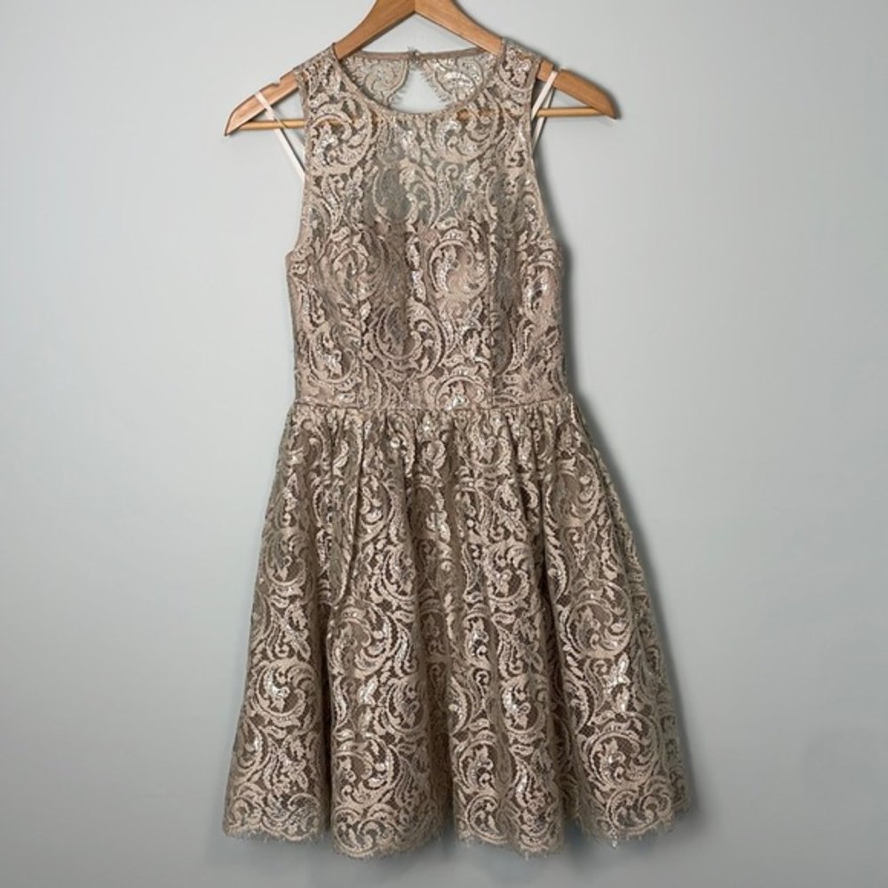 NWT Le Chateau Sparkly Gold and Silver Party Dress Size 2